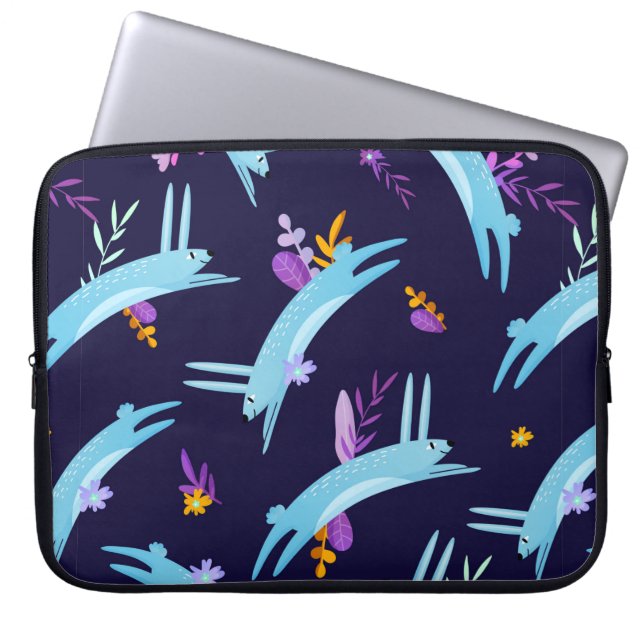 Rabbit bunny seamless pattern in cartoon style. Fu Laptop Sleeve (Front)