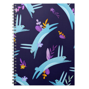 Rabbit bunny seamless pattern in cartoon style. Fu Notebook