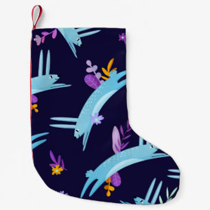 Rabbit bunny seamless pattern in cartoon style. Fu Small Christmas Stocking