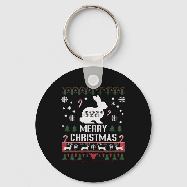 Rabbit Bunny Ugly For Christmas  Key Ring (Front)