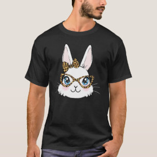 Rabbit Bunny Wearing Leopard Glasses Cute Easter G T-Shirt