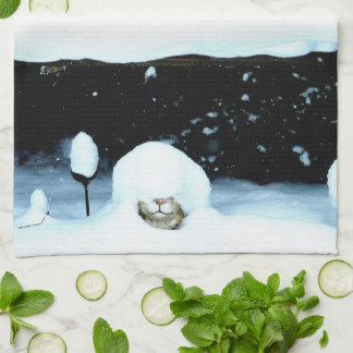 RABBIT BURIED IN THE SNOW kitchen towel