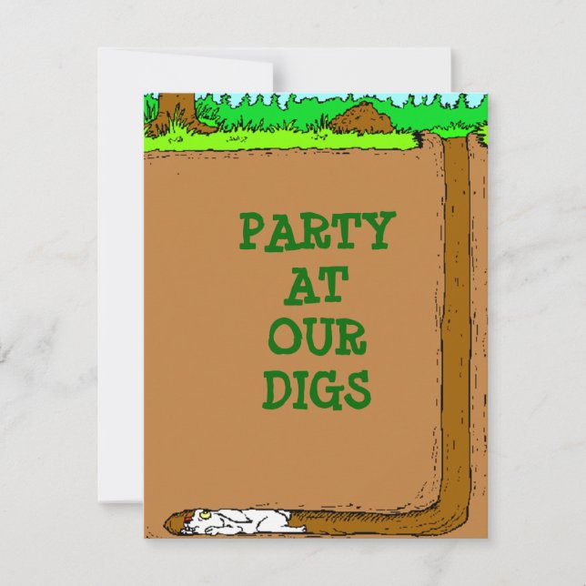 RABBIT BURROWING BUNNY SCAVENGER PARTY INVITATIONS (Front)