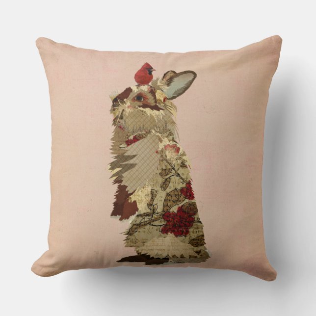 RABBIT & CARDINAL  Pillow (Front)
