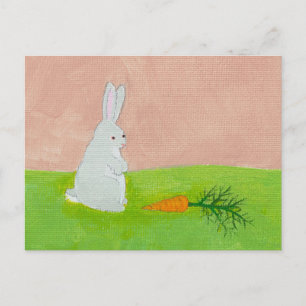 Rabbit carrot fresh modern art colourful painting postcard
