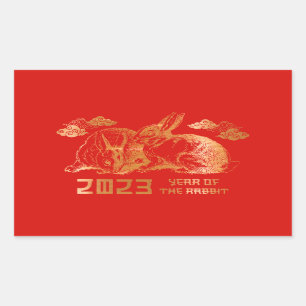 Rabbit Chinese Zodiac Lunar New Year Rectangular Sticker