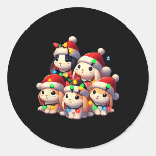 Rabbit Christmas Bunnies Holiday Cute Animal Chris Classic Round Sticker