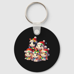 Rabbit Christmas Bunnies Holiday Cute Animal Chris Key Ring