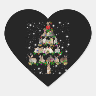 Rabbit Christmas Tree Covered By Flashlight Heart Sticker
