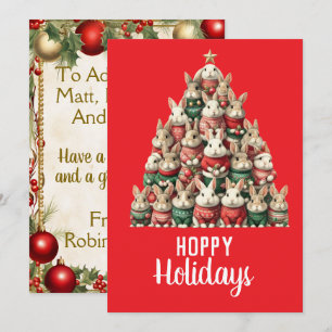 Rabbit Christmas Tree Hoppy Holidays Card