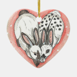 Rabbit Christmas Valentine Ornament Memorial Pink