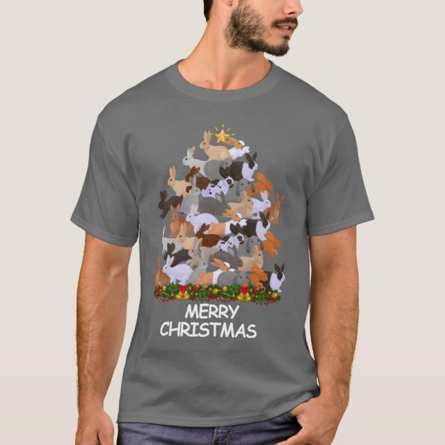 Rabbit Christmasree Merry Christmas gift T-Shirt (Front)