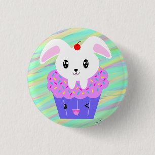 Rabbit Cupcake Cute Kawaii Pastel Rainbow 3 Cm Round Badge