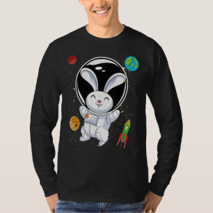 Rabbit Cute Animal Rocket Planets Scientist Astron T-Shirt