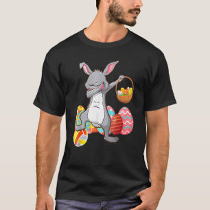 Rabbit Dabbing With Easter Eggs Basket Boys Girls T-Shirt