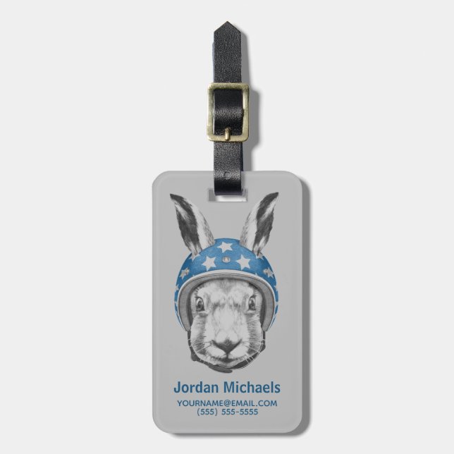 Rabbit Daredevil | Add Your Name Luggage Tag (Front Vertical)