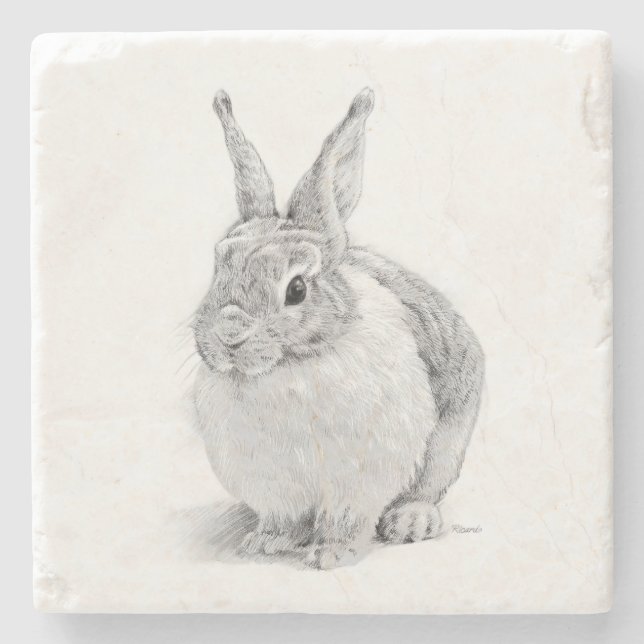 Rabbit Day Stone Coaster (Front)