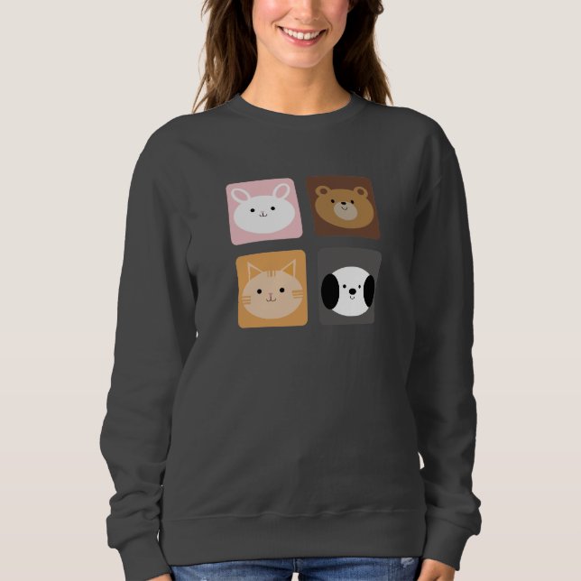 Rabbit, Dog, Cat and Bear Sweatshirt (Front)