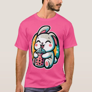 Rabbit Drinking Boba Bubble Tea Kawaii Anime Cute T-Shirt