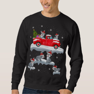 Rabbit Driving Christmas Tree Red Truck Rabbit Chr Sweatshirt