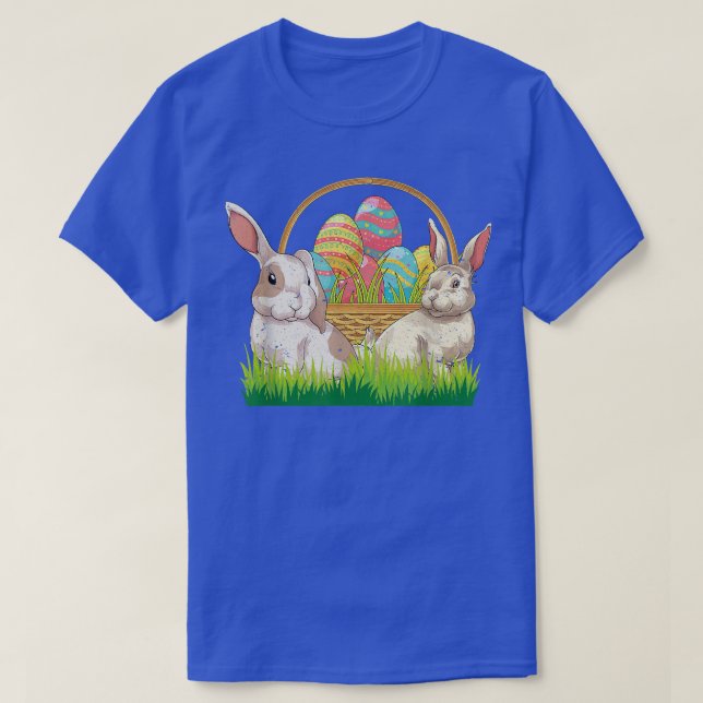 Rabbit Easter Basket Easter Eggs Cute Bunny Happy  T-Shirt (Design Front)