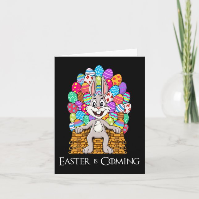 Rabbit Easter Basket Egg Throne Fun Boys Girls Kid Card (Front)