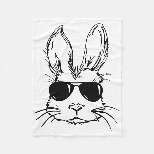 Rabbit Easter Bunny Sungles  Fleece Blanket (Front)