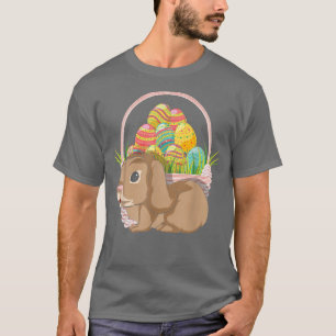 Rabbit Easter Holiday Easter Eggs Basket Happy Eas T-Shirt