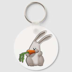 Rabbit Eating A Carrot Key Ring