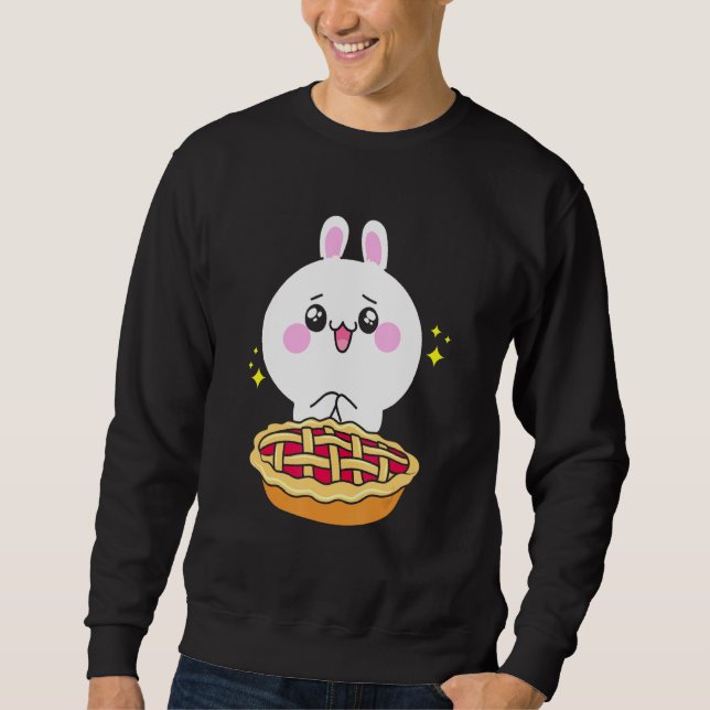 Rabbit Eating Crust Pie Bunny Bake Chef Baking Eas Sweatshirt (Front)