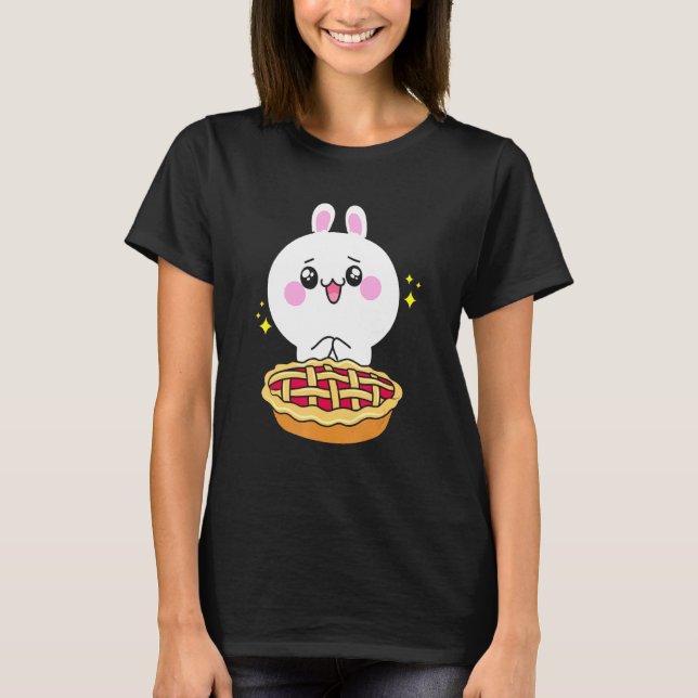 Rabbit Eating Crust Pie Bunny Bake Chef Baking Eas T-Shirt (Front)