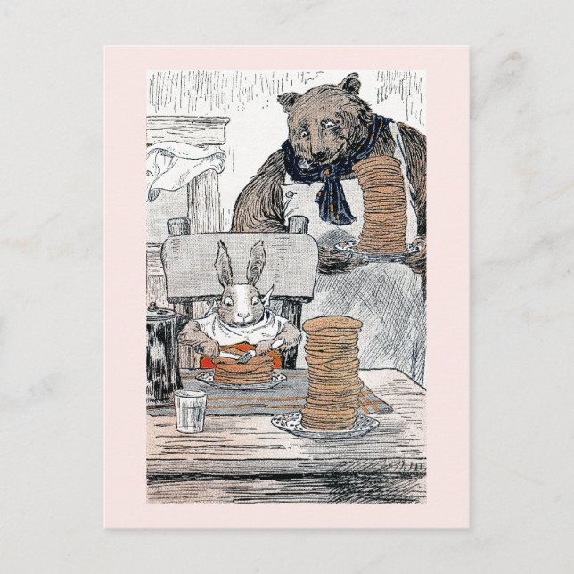 Rabbit Eating Pancake Breakfast Postcard (Front)