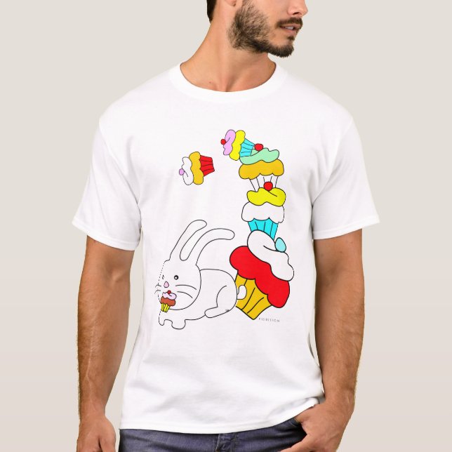 Rabbit Eats Cupcake White TShirt (Front)
