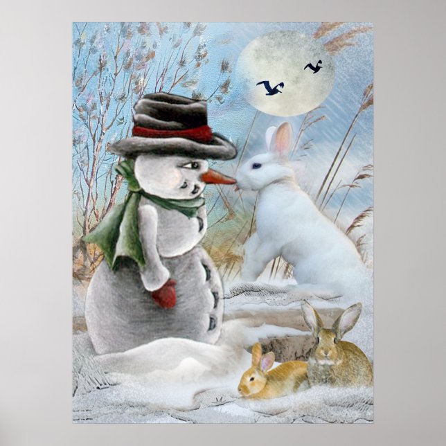 Rabbit Eats Snowman's Nose Poster (Front)