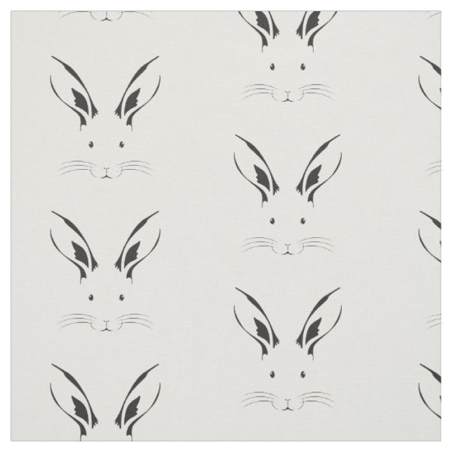 Rabbit Face Silhouette Fabric (Swatch)