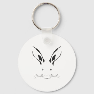 Rabbit Face Silhouette Key Ring