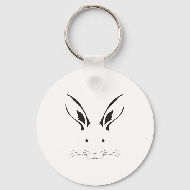 Rabbit Face Silhouette Key Ring (Front)