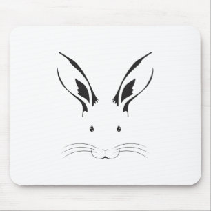 Rabbit Face Silhouette Mouse Pad
