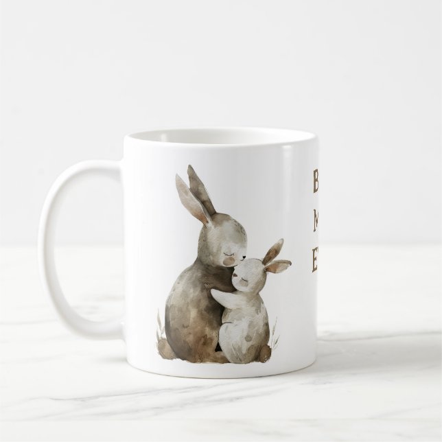Rabbit Family Best Mum Ever Mother's Day Name Coffee Mug (Left)