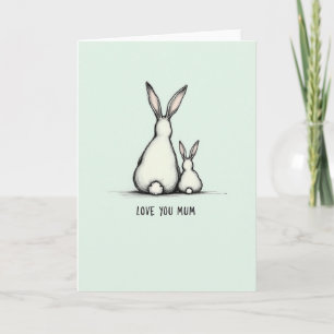 Rabbit Family Love You Mum Card