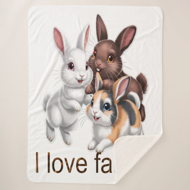 Rabbit family  sherpa blanket (Front)
