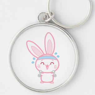 Rabbit, Fitness, Cartoon Key Ring