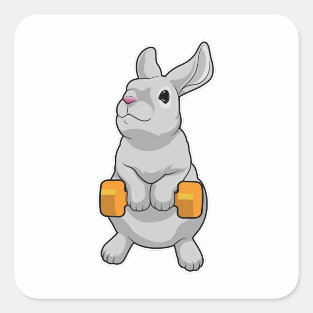 Rabbit Fitness Dumbbell Square Sticker (Front)