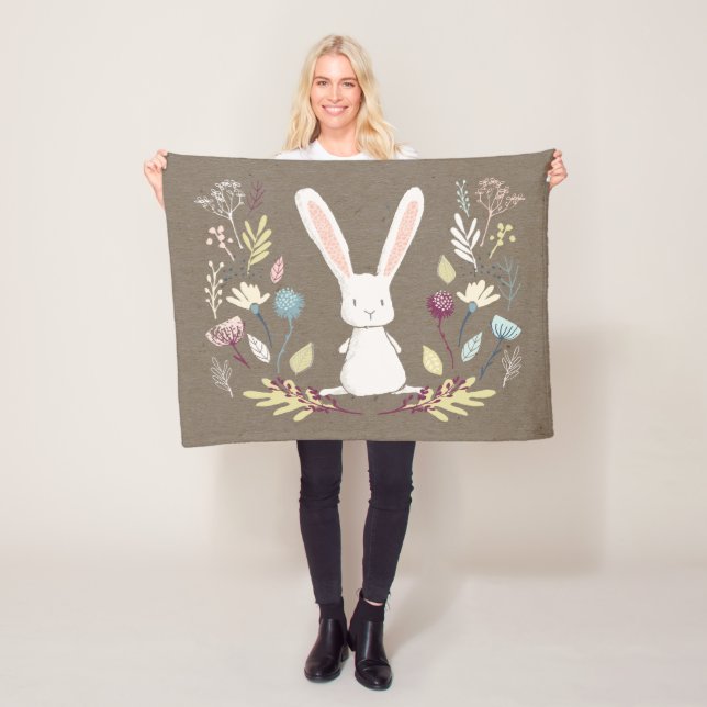 Rabbit Fleece Baby Blanket - Little Bunny (In Situ)