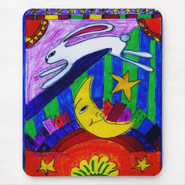 rabbit flew over the moon, mouse pad (Front)