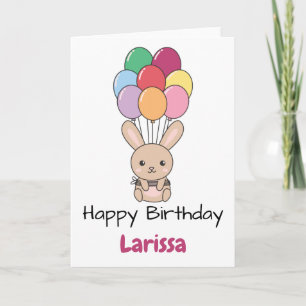 Rabbit Flies Up With Colourful Balloons Card