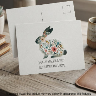 Rabbit floral botanical watercolor postcard