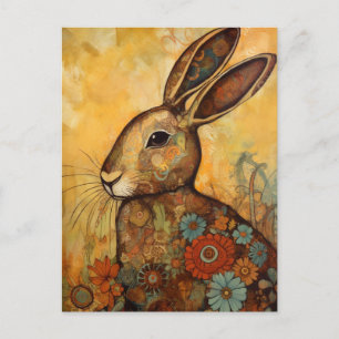 Rabbit Floral Collage Postcard