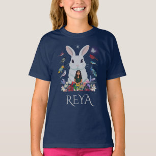 Rabbit, Flowers & Birds  Personalized Design T-Shirt