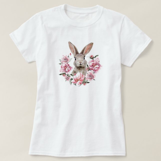 Rabbit Flowers T-Shirt (Design Front)
